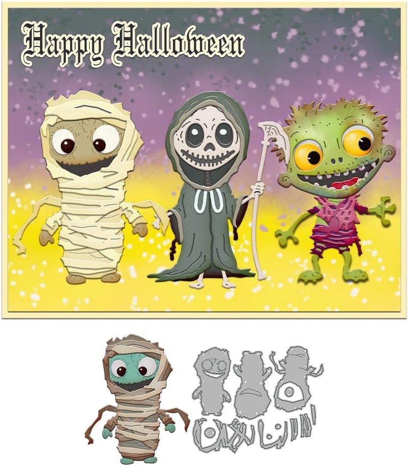 Yi Xuan Halloween Clear Silicone stampReusable Stamp with Pumpkins, Skulls, Bats, Santa Claus, and Holiday Designs. Used for Making Cards, scrapbooks, and DIY templates (Halloween Mummy) - Image 2